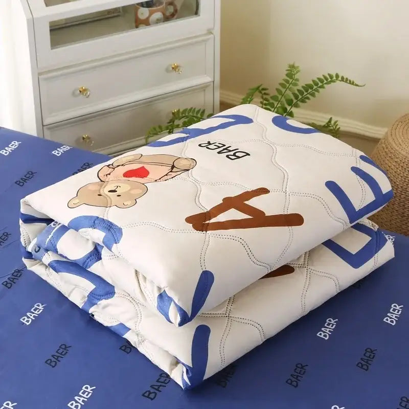 Cream bear quilt and pillowcase set bedroom bedding set