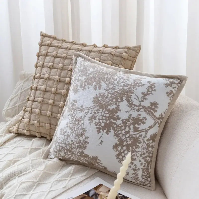 Cream bubble plaid cushion cover living room textured pillow case