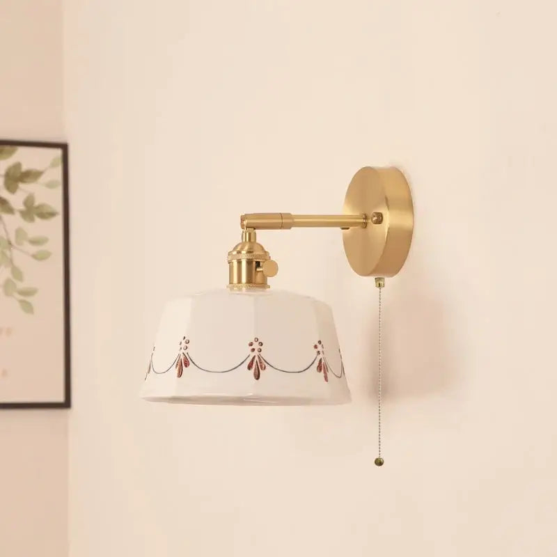 Cream ceramic led wall lamps with decorative motifs bedroom light