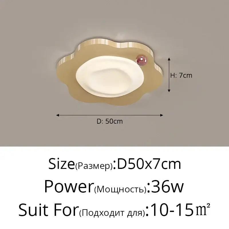 Cream cloud led ceiling light with red accent bedroom decor