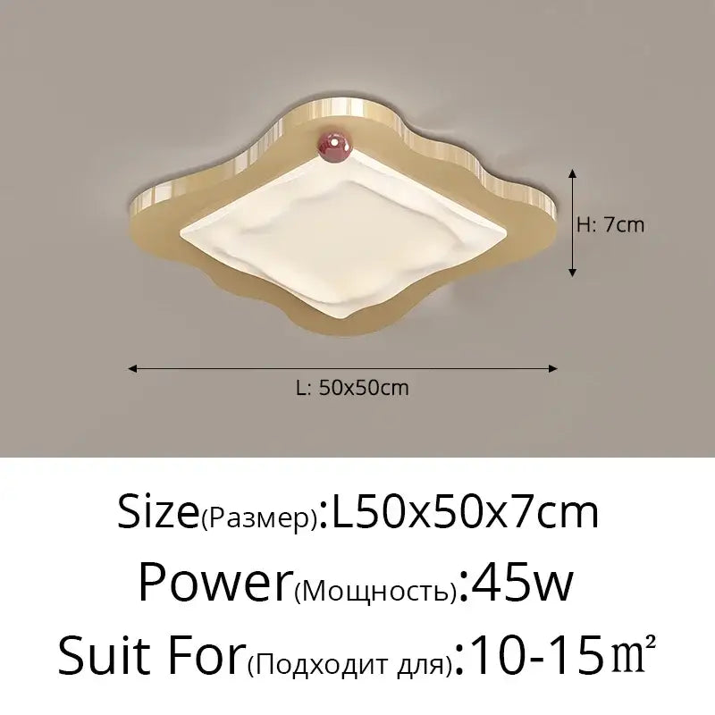 Cream cloud led ceiling light with red accent bedroom decor