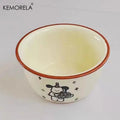 Cream dog illustration carton ceramic soup bowls dining room kitchen