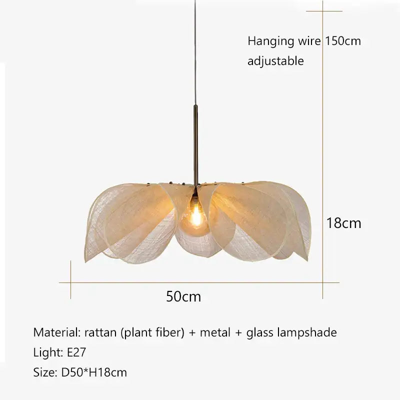 Cream fabric flower chandelier dining room floral pendant light