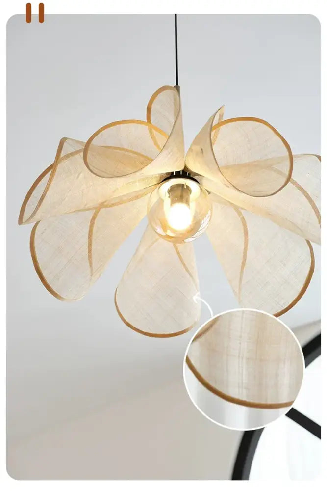 Cream fabric flower chandelier dining room floral pendant light