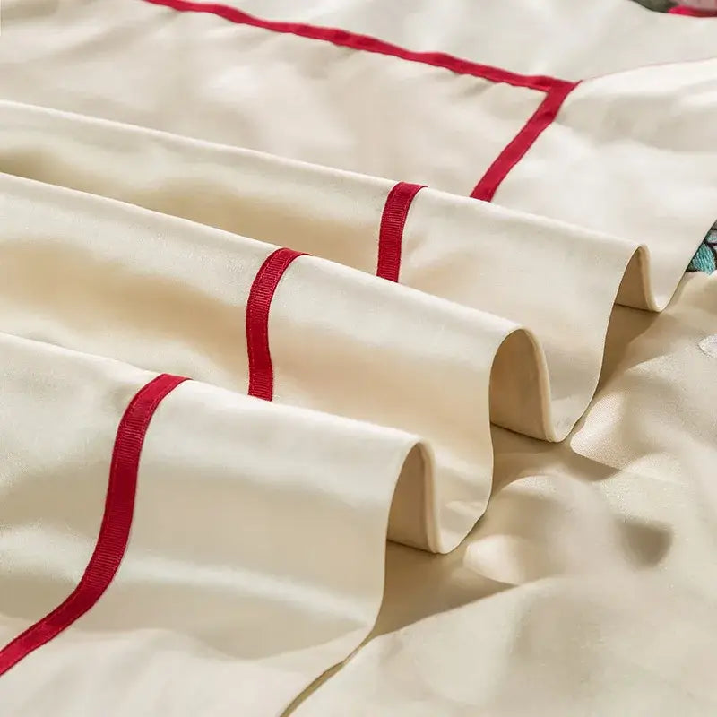Cream floral 200s embroidery egyptian cotton bedding set bedroom