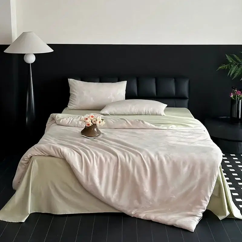 Cream floral cotton jacquard bedding set bedroom duvet cover