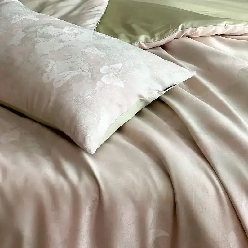 Cream floral cotton jacquard bedding set bedroom duvet cover