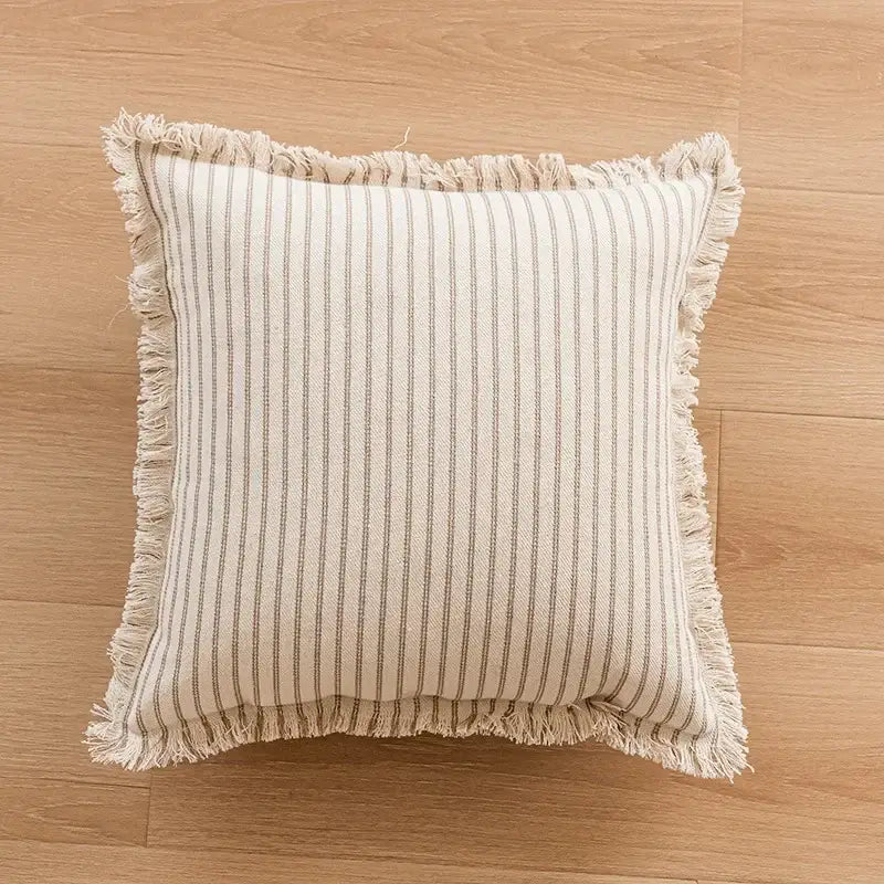 Cream geometric embroidered crocheted pillow cover living room decor