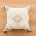 Cream geometric embroidered crocheted pillow cover living room decor