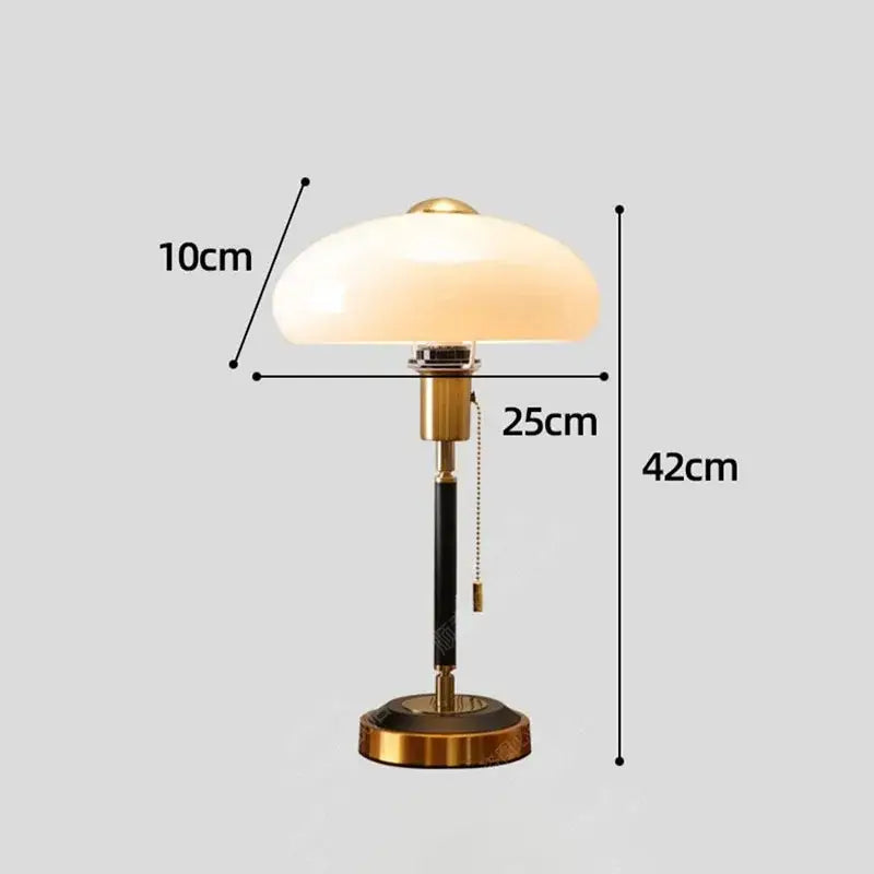 Cream glass mushroom table lamp bedroom brass and black decor