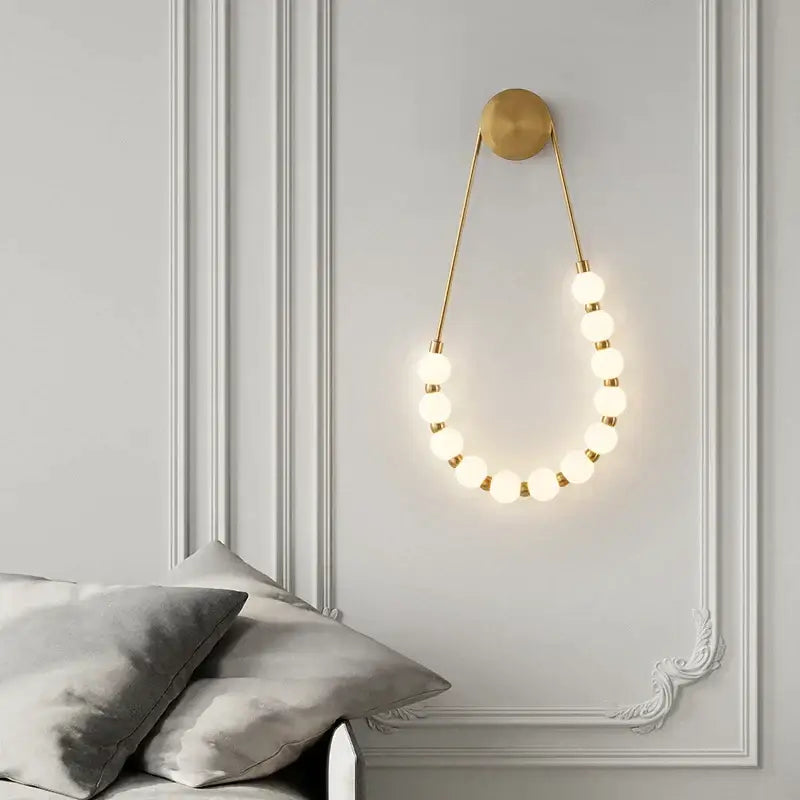Cream italian style gold globe wall lamp bedroom sconce