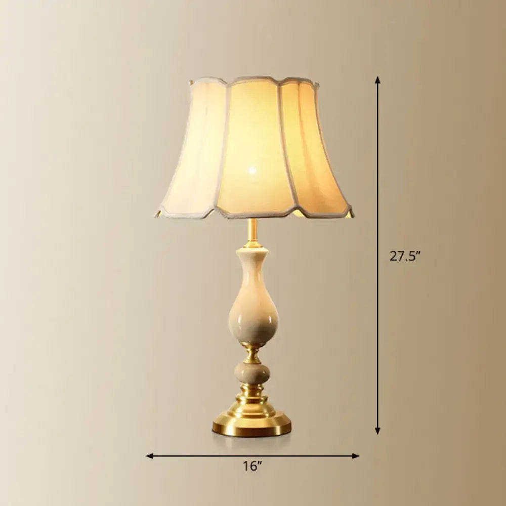 Cream marble and gold scalloped bell table lamp bedroom e26 e27 light