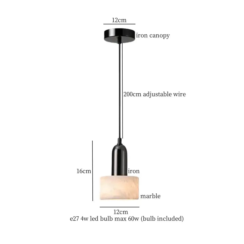 Cream marble led pendant light for bedroom with wood top