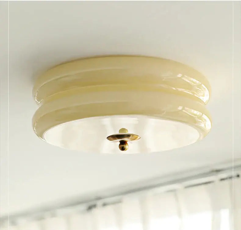 Cream medieval glass ceiling lamp for living room