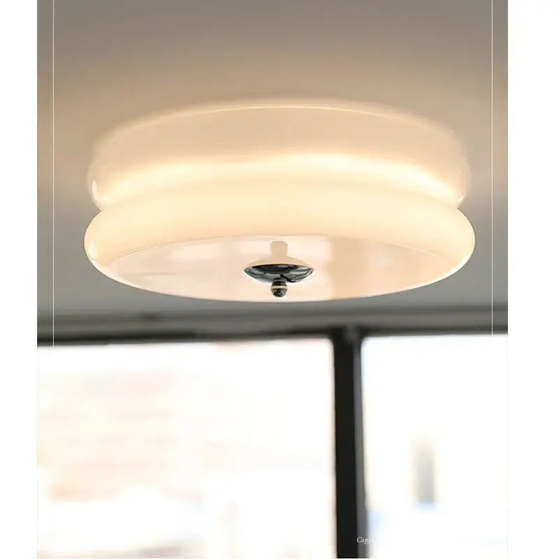 Cream medieval glass ceiling lamp for living room