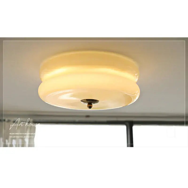Cream medieval glass ceiling lamp for living room