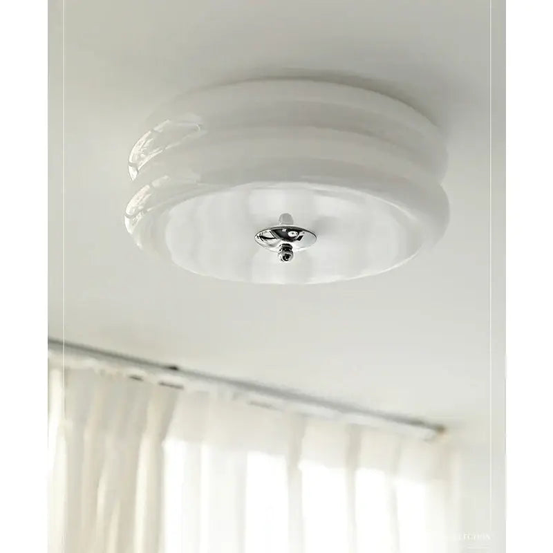Cream medieval glass ceiling lamp for living room