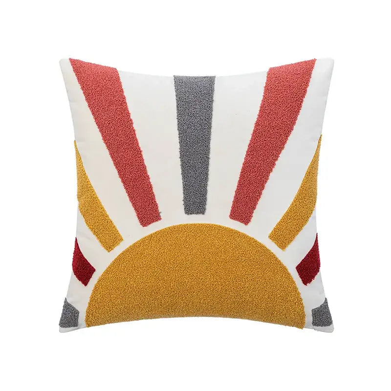 Cream rainbow cartoon abstract embroidery cushion cover living room