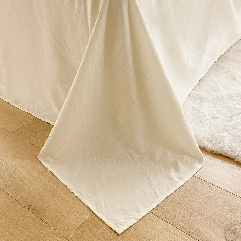 Cream ribbed bubble yarn fabric bedding set bedroom duvet cover
