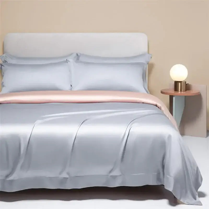 Cream satin 120s natural fabric bedding set bedroom cooling sheets