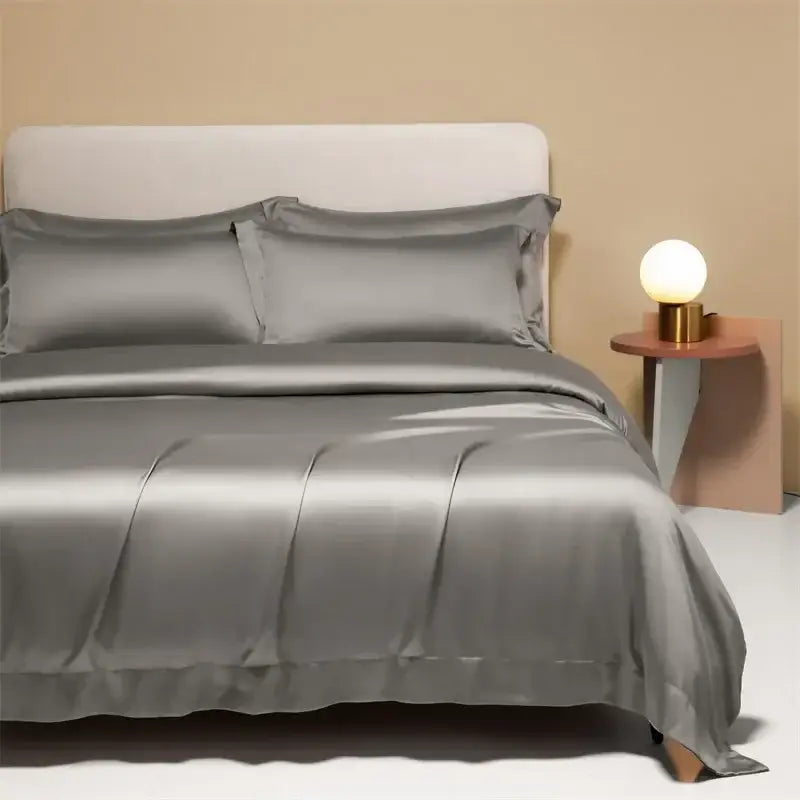 Cream satin 120s natural fabric bedding set bedroom cooling sheets