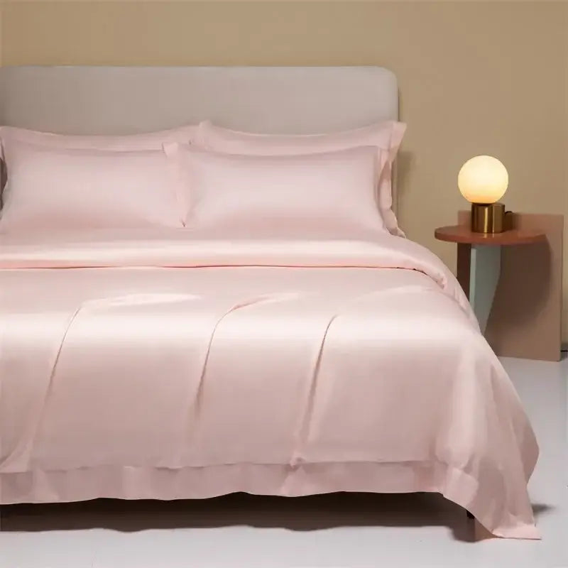 Cream satin 120s natural fabric bedding set bedroom cooling sheets