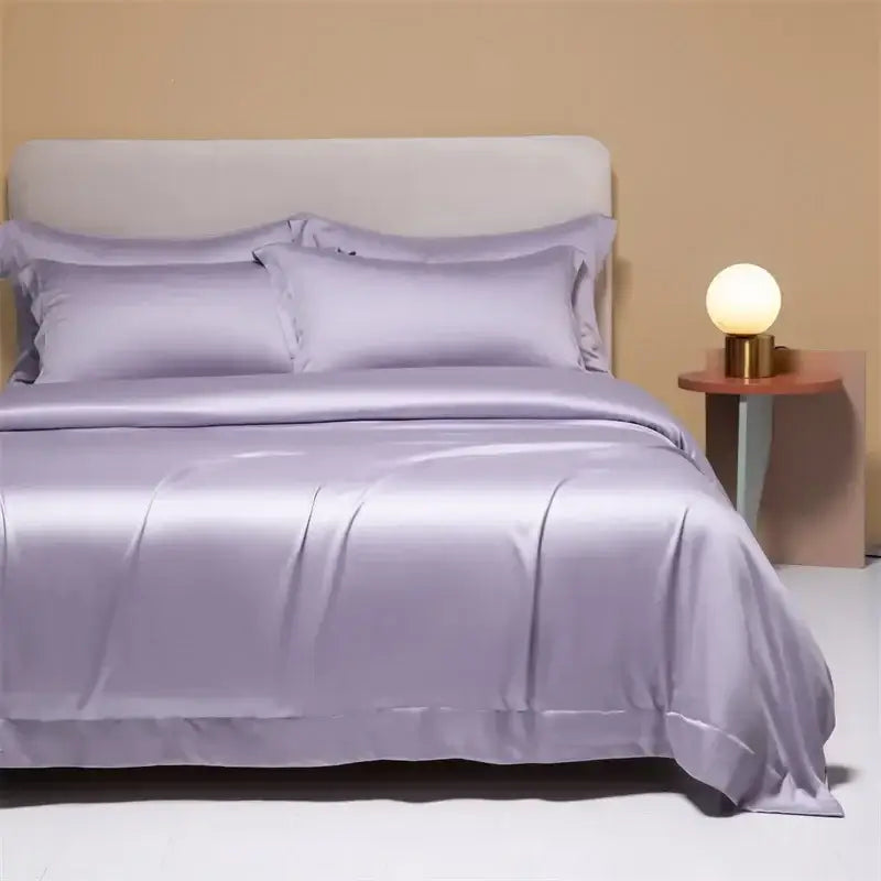 Cream satin 120s natural fabric bedding set bedroom cooling sheets