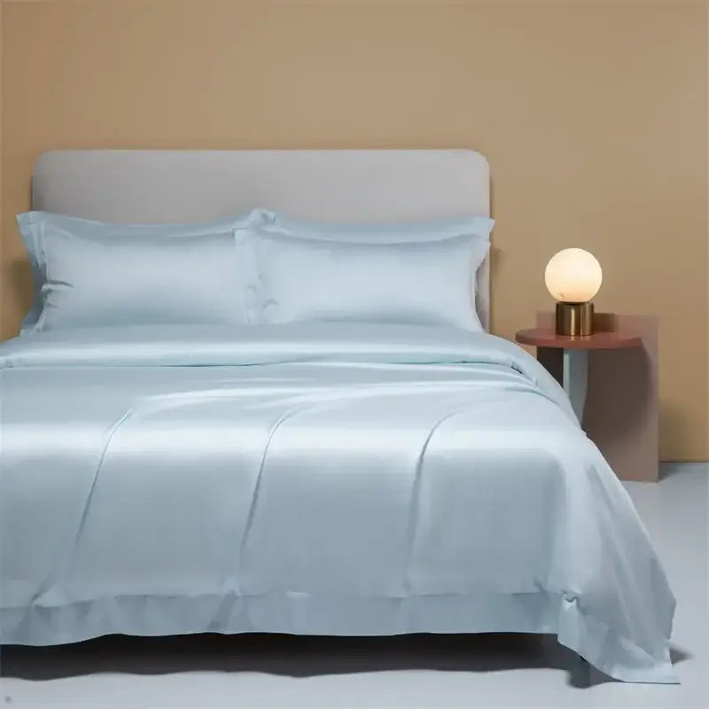 Cream satin 120s natural fabric bedding set bedroom cooling sheets