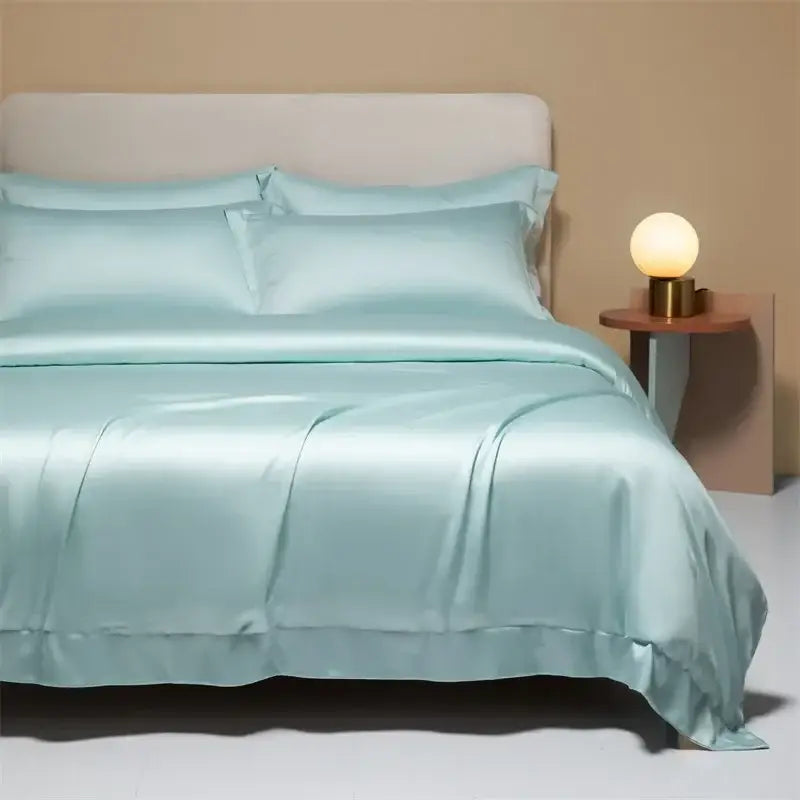 Cream satin 120s natural fabric bedding set bedroom cooling sheets