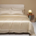 Cream satin 120s natural fabric bedding set bedroom cooling sheets