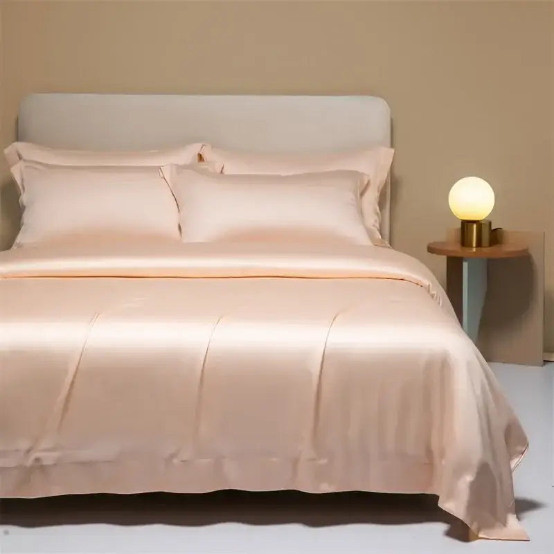 Cream satin 120s natural fabric bedding set bedroom cooling sheets