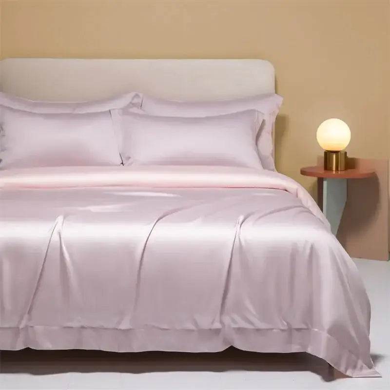 Cream satin 120s natural fabric bedding set bedroom cooling sheets