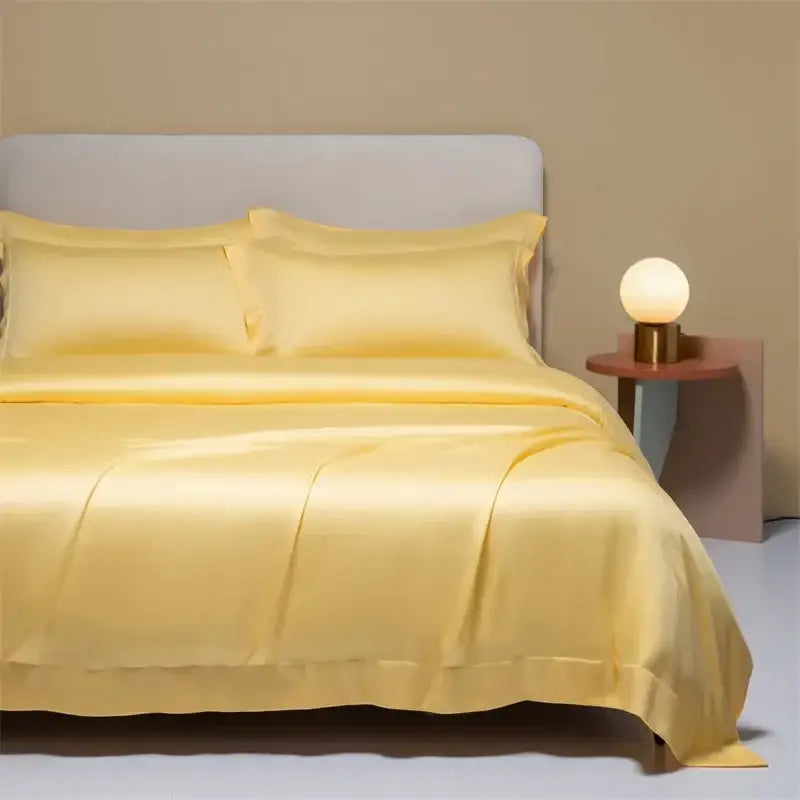 Cream satin 120s natural fabric bedding set bedroom cooling sheets