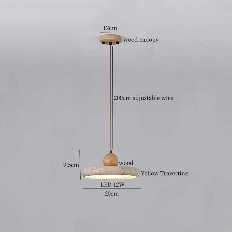 Cream speckled ceramic and led wood yellow pendant light bedroom