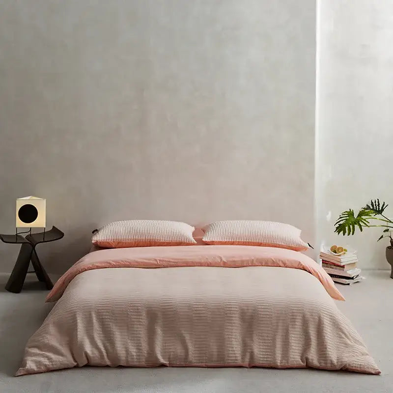 Cream textured cotton foam yarn bedding set bedroom ribbed duvet