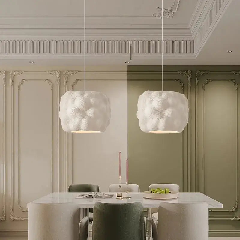 Creamy style white cloud pendant lights bedroom textures ceiling lamp
