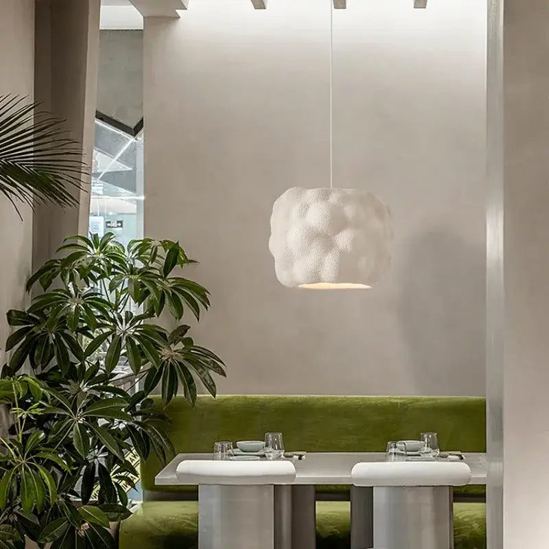 Creamy style white cloud pendant lights bedroom textures ceiling lamp