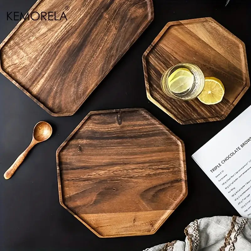 Creative acacia wood plate natural & walnut dining room trays