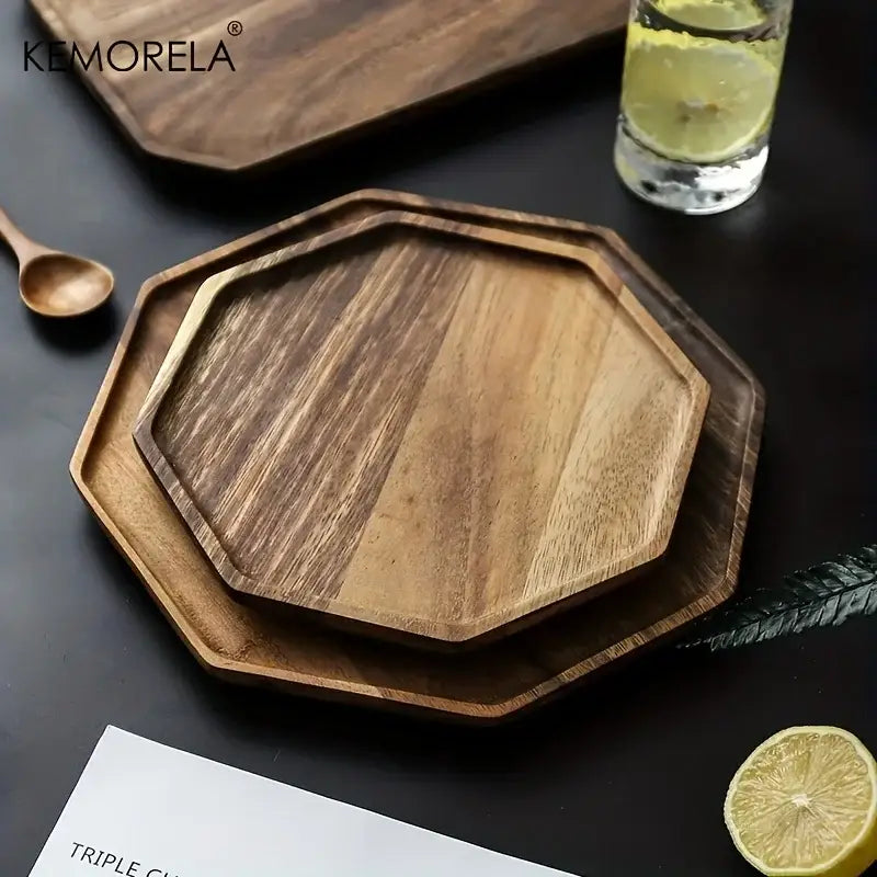 Creative acacia wood plate natural & walnut dining room trays