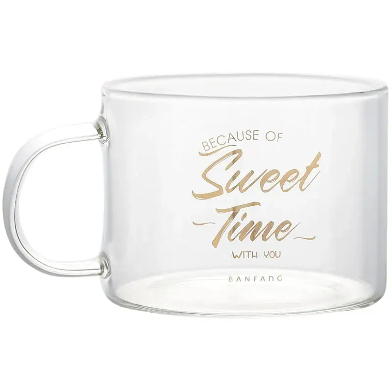 Creative alphabet glass juice cup with gold inscription kitchen mug