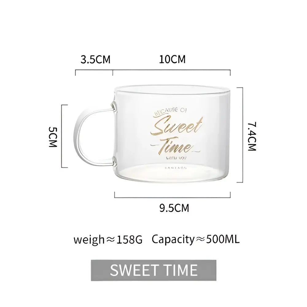 Creative alphabet glass juice cup with gold inscription kitchen mug