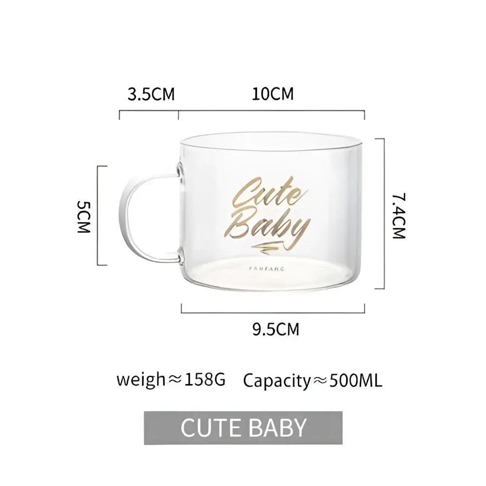 Creative alphabet glass juice cup with gold inscription kitchen mug