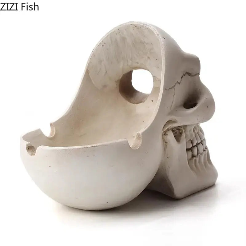 Creative black & off-white skull ashtray living room smoking gift