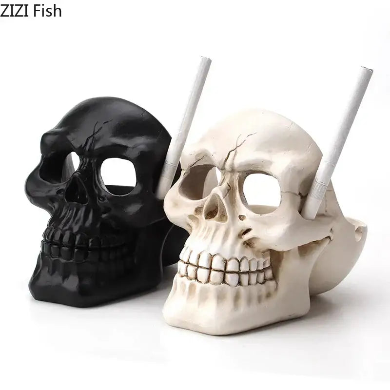Creative black & off-white skull ashtray living room smoking gift