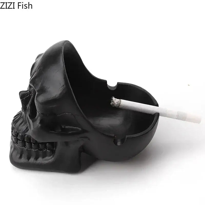 Creative black & off-white skull ashtray living room smoking gift