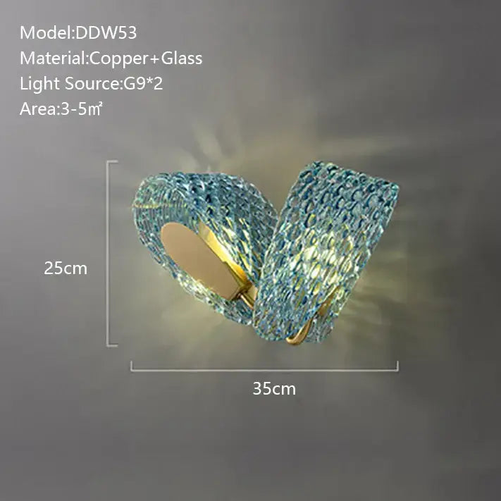 Creative blue & gold glass pendant light bedroom flower chandelier