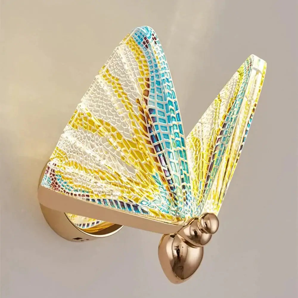 Creative colorful butterfly led wall lamp bedroom woven glass sconce