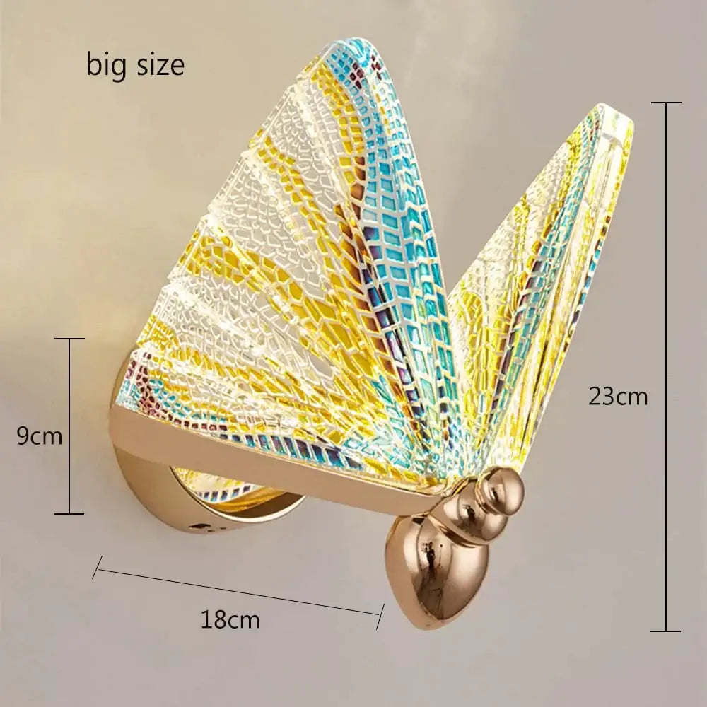 Creative colorful butterfly led wall lamp bedroom woven glass sconce