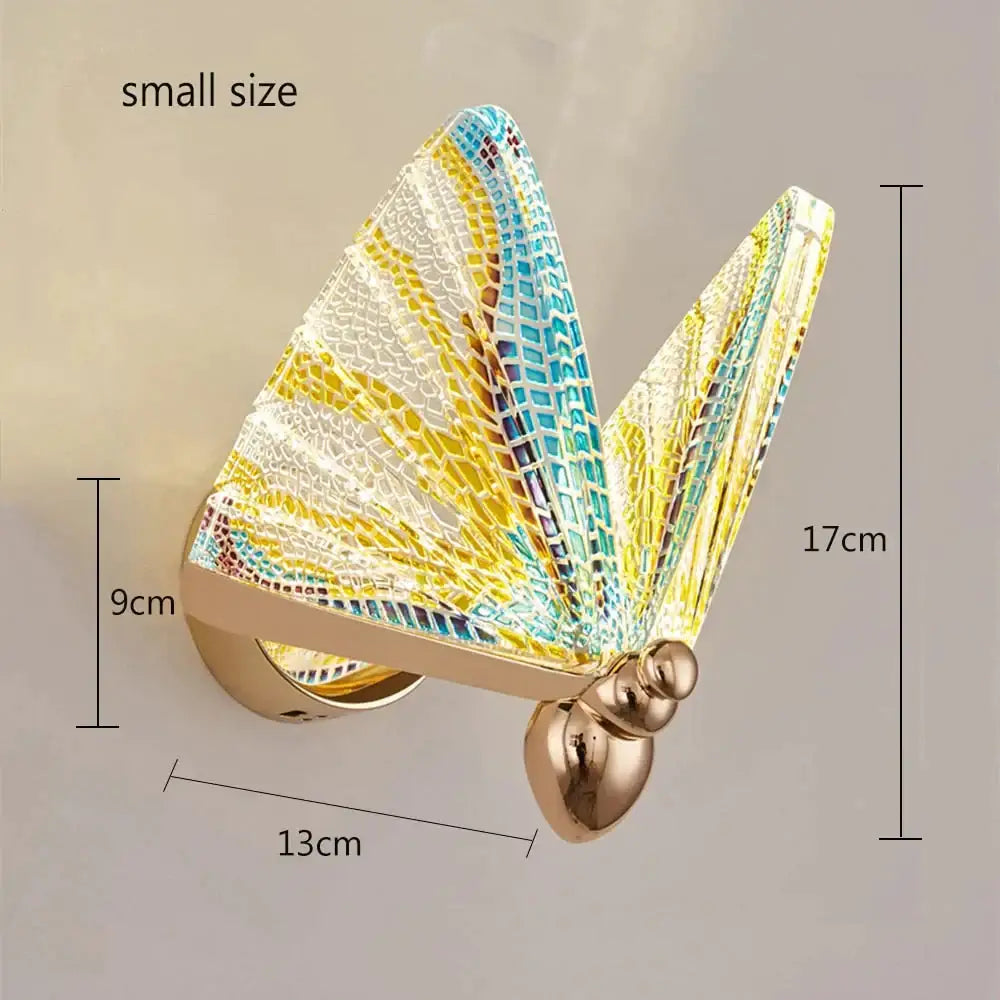 Creative colorful butterfly led wall lamp bedroom woven glass sconce
