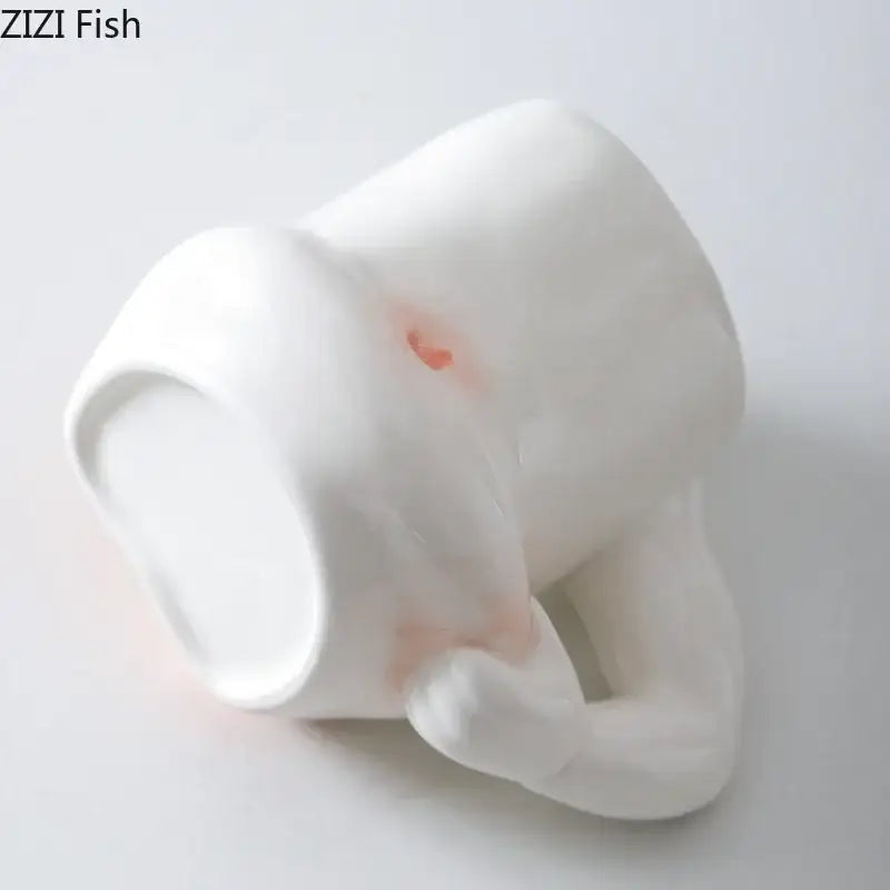 Creative pinch belly ceramic cup with hand handle dining room mug